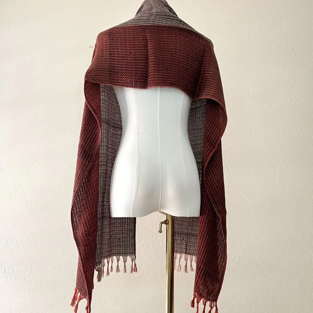 Vintage 90s Honey 100% Rayon Two-Tone Textured Long 72